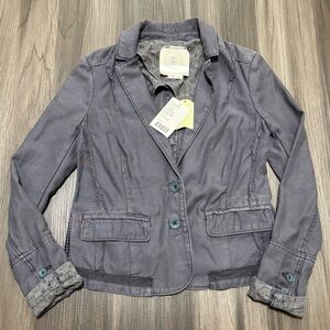 Anthropologie Heihei Blazer Women’s 0 Blue Deconstructed Mixed Media Houndtooth